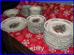 Christmas Holiday Dishes Dinnerware Set Christmas Tree 50 Piece Set Stoneware