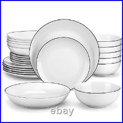 MALACASA Series Amelia Round Dinnerware Set Porcelain Dinner Service Set for 4/6