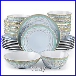 Vancasso PLUVO Dinner Set 32 Piece Stoneware Emboss Plate Bowl Set Service for 4